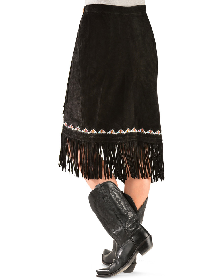 (image for) Yuma Fringe Wrap Around Suede Skirt